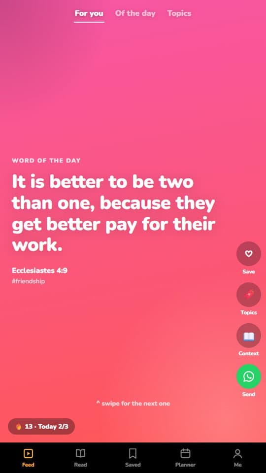 The verse feed