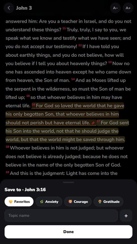 Saving verses and notes